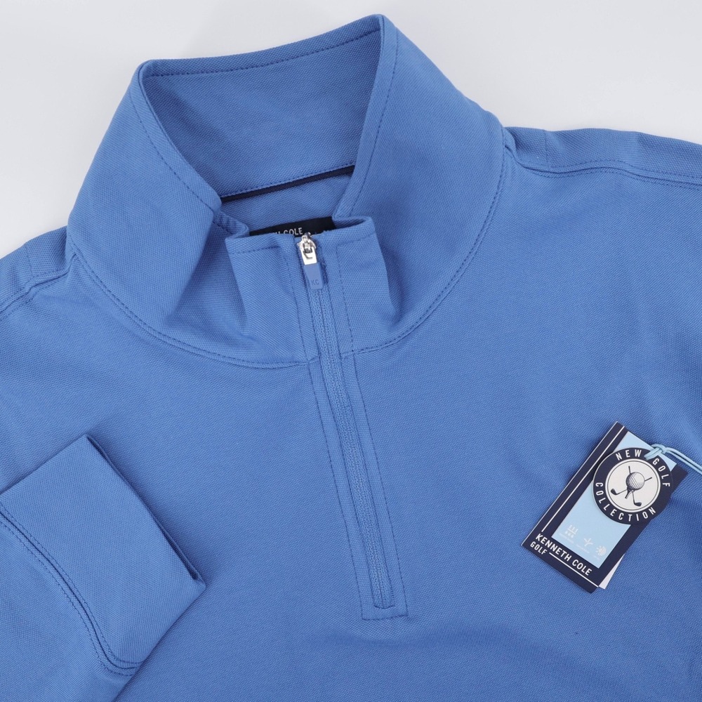 NEW Kenneth Cole Golf Quarter-Zip Pullover Riverside Blue Long Sleeve Mens XXL